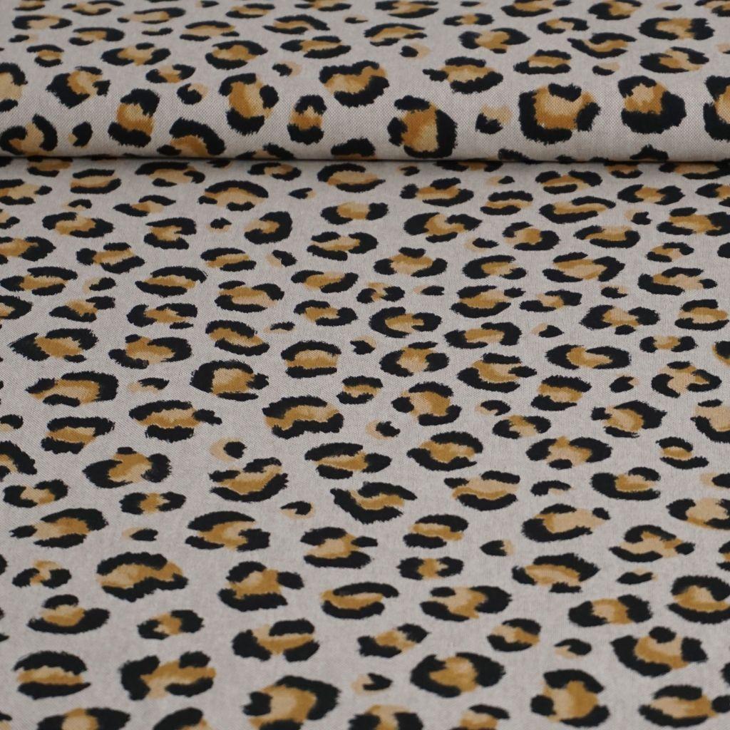 Dekostoff Leinenlook Leo Animalprint braun beige